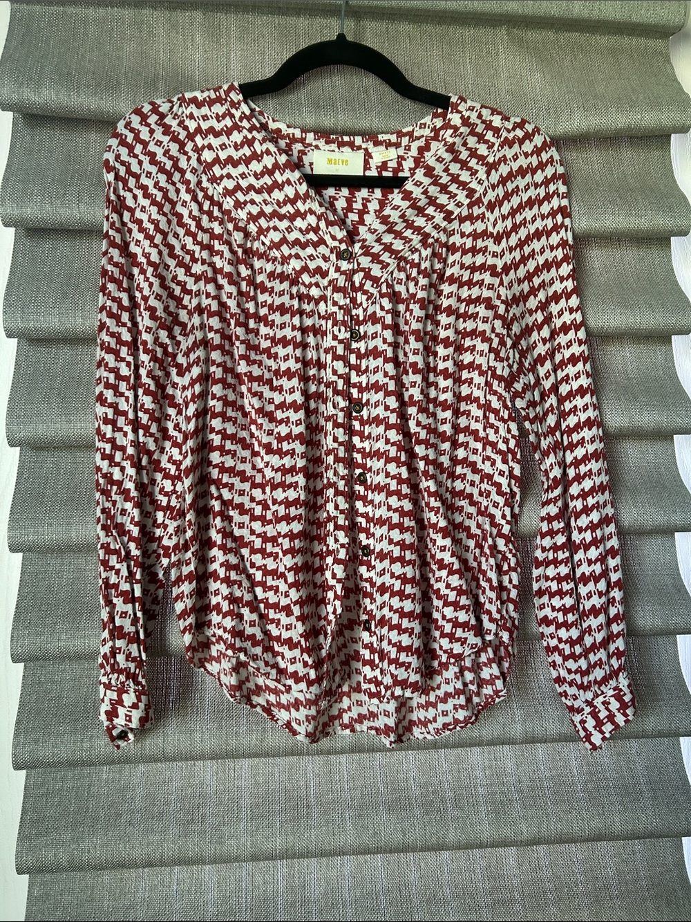 Mexx Red & White Printed Button-Down Blouse